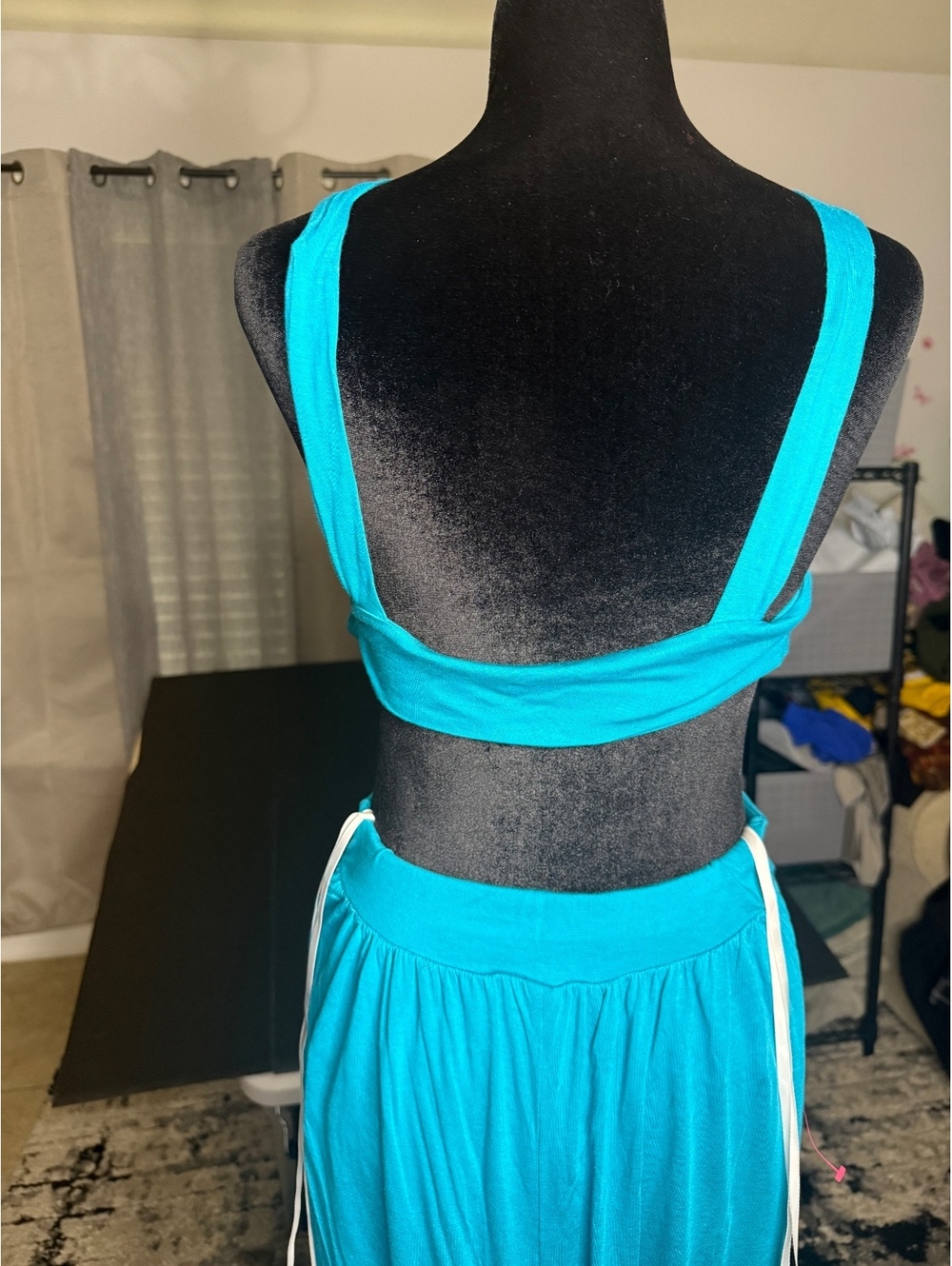 Bebe Turquoise Sleeveless Dress with Cutout Back and Tie - Picture 7 of 10